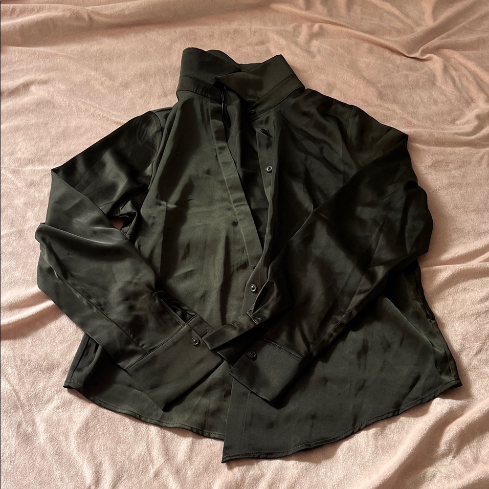 Fashion Nova Black Satin Blouse